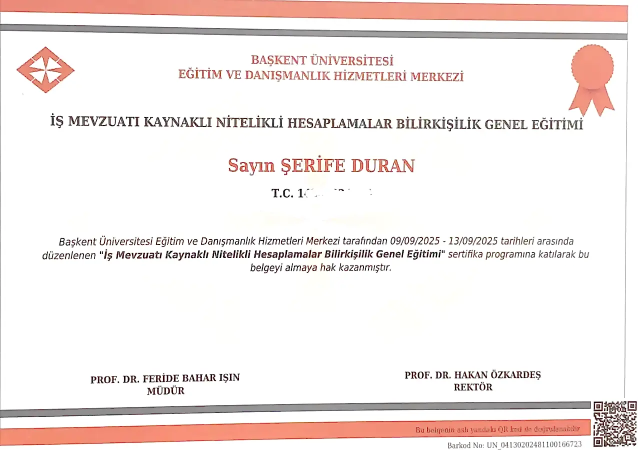 Av. Şerife Duran İş Mevzuatı Nitelikli Hesaplamalar Bilirkişilik Eğitimi
